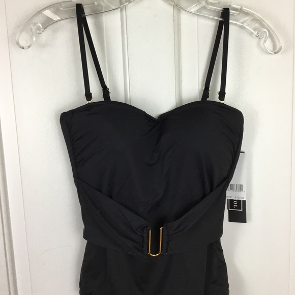 La Blanca Black & Gold One Piece Swimsuit Tummy Control NWT - Picture 2 of 7